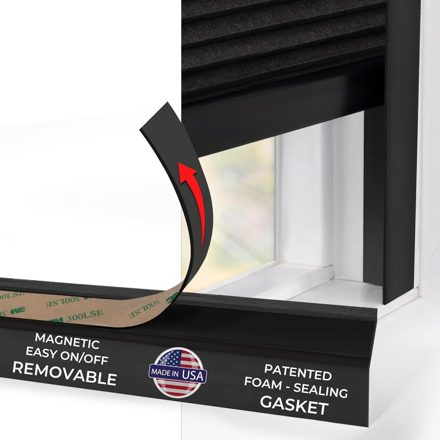 Window Light Blocker - Black 60" Set of 2 (Removable) - Blackout Side Tracks for Window Cellular & Roller Shades - Light Blocking Strips for Bedrooms, Nurseries and Media Rooms