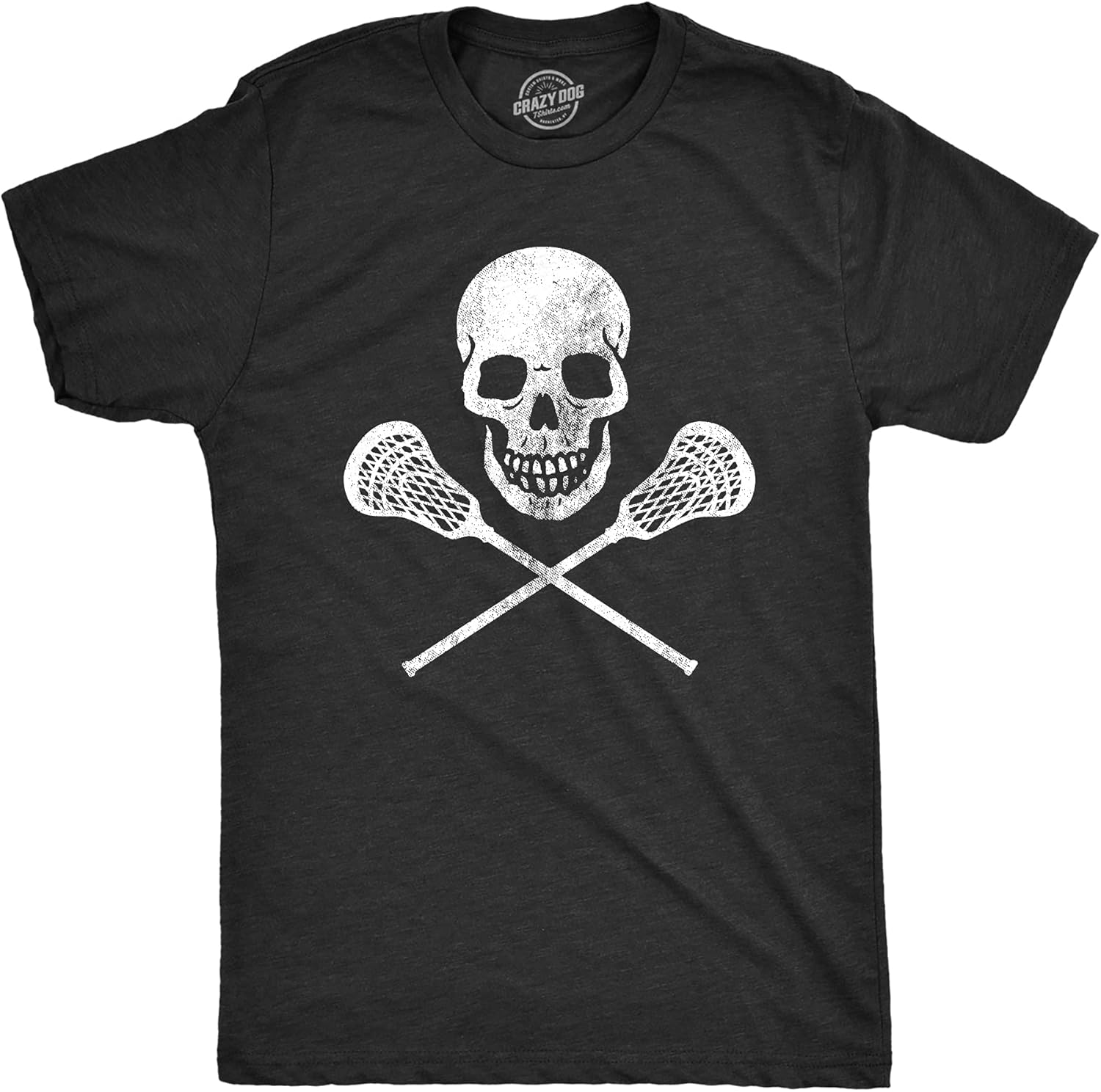 Mens Lacrosse Skull Tshirt Funny Lax Sports Skull and