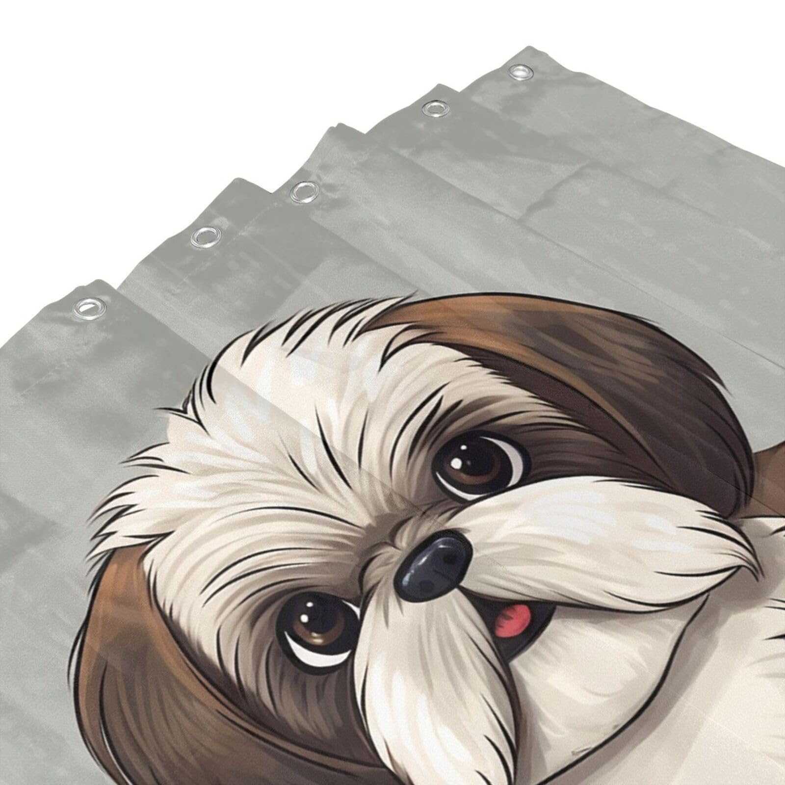 Duschvorhang Mit Shiba-Hund Motiv - Rot, Wasserdicht 157x183cm Mit 12 Ösen