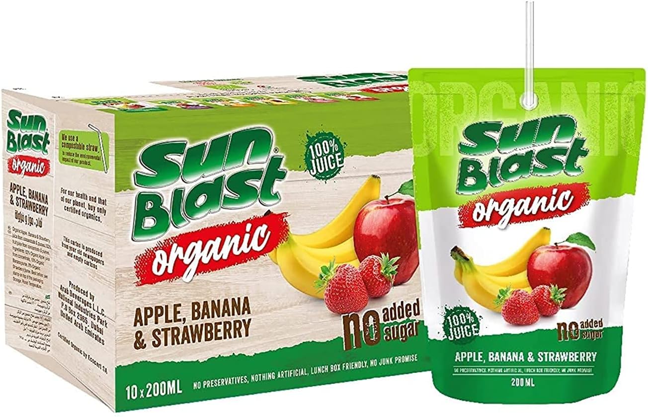 Sun Blast Apple Banana and Strawberry Juice 10-Pieces 200 ml