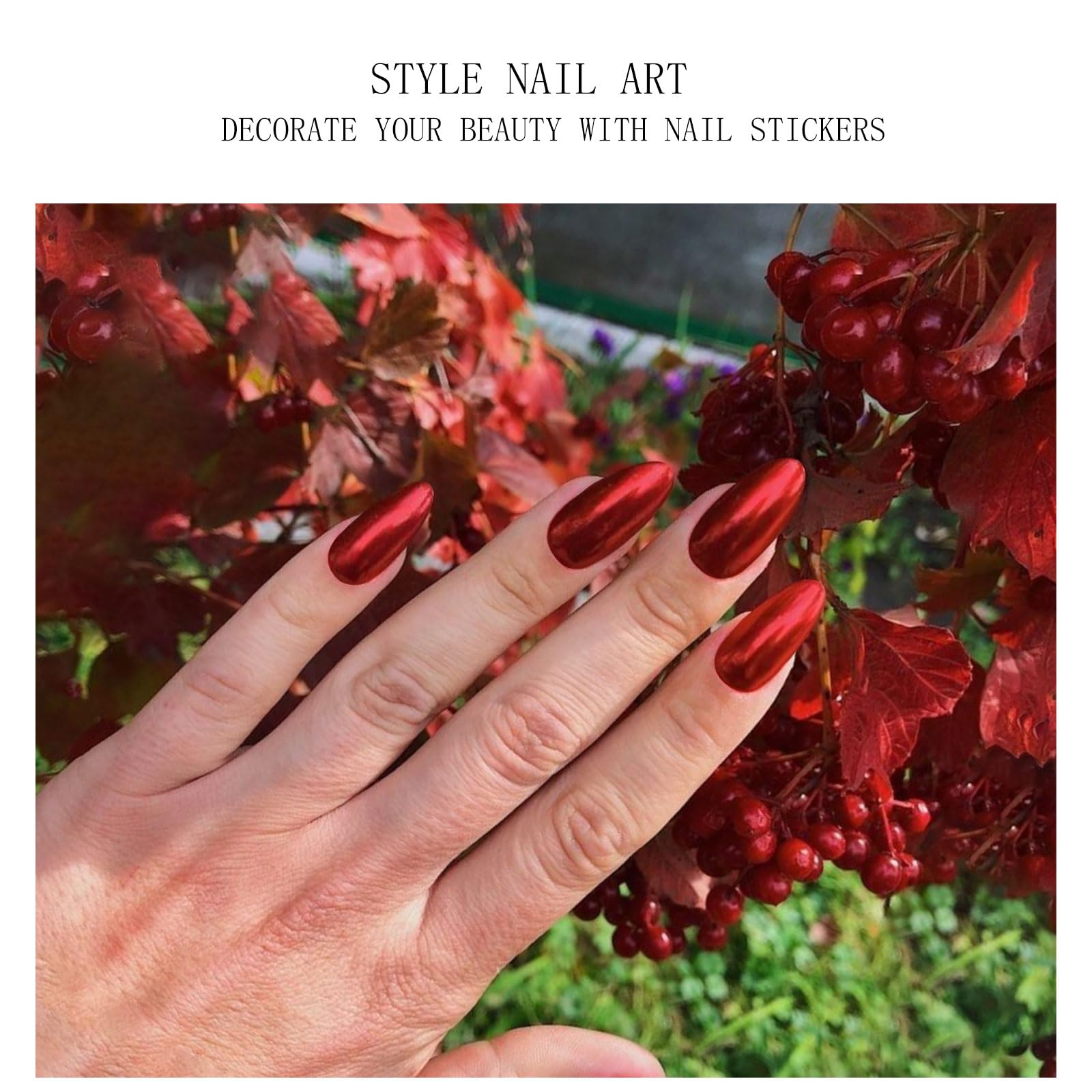 JMEOWIO Gel Nail Stickers Dark Red Semi Cured Gel Nail Strips Wraps UV/LED Nails Art Design Decoration Accessories - Image 3
