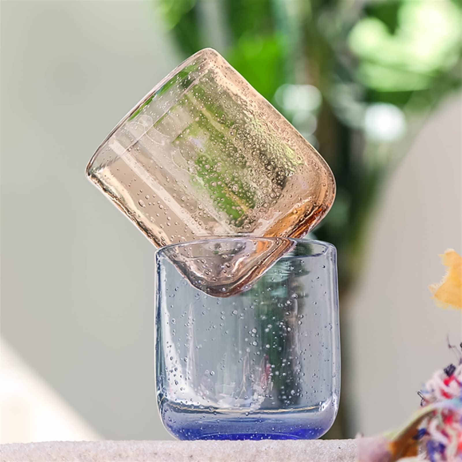 Glas-Kaffeetassen, 2 Stück, modische Wassergläser, 350 ml, handgefertigt, Wasser, Saft, Milch, Cocktailgläser, exquisite Tassen, Glas-Kaffeetassen