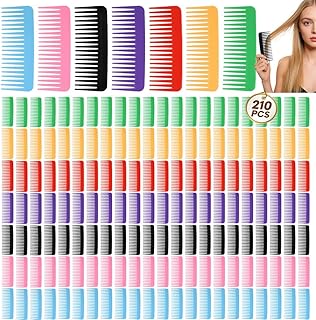 Wenscis 210 Pcs Large Wide Tooth Comb Bulk, 6x2.3 Inch No Handle Big Teeth Comb for Wet Hair for Travel Hotel Homeless Shelter Nursing Home Charity Church, Detangler Comb for Curly Hair, 7 Colors
