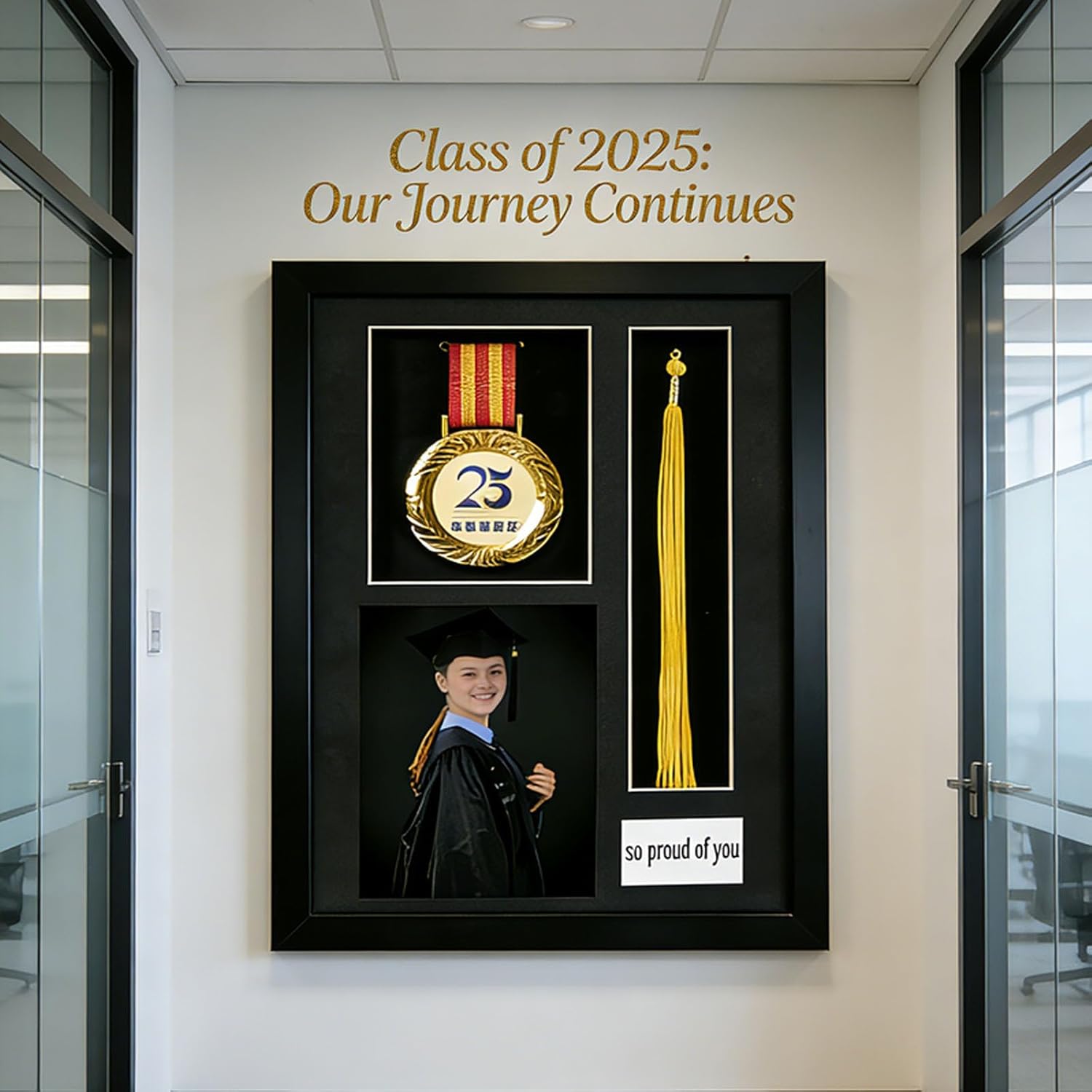 Graduation Picture Frame 2025,Tassel Frame,Graduation Frames,12.6"x 9.2"Solid Wood HD Glass Tassel Graduation Photo Frame,for, Photo,Signature,Wall & Tabletop Display(Black)