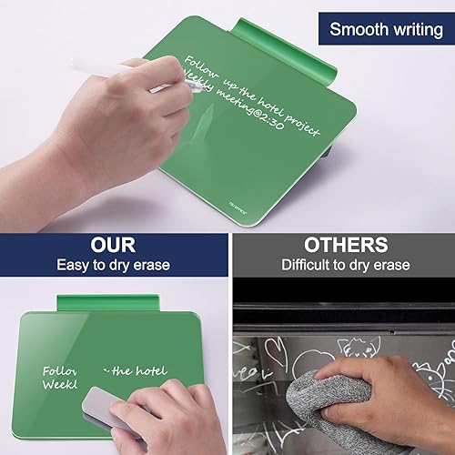 Vista 59 de TSJ OFFICE Pizarra blanca de escritorio pequeña – Pizarra de cristal de borrado en seco de 12 x 8 pulgadas con soporte, tablero de escritorio