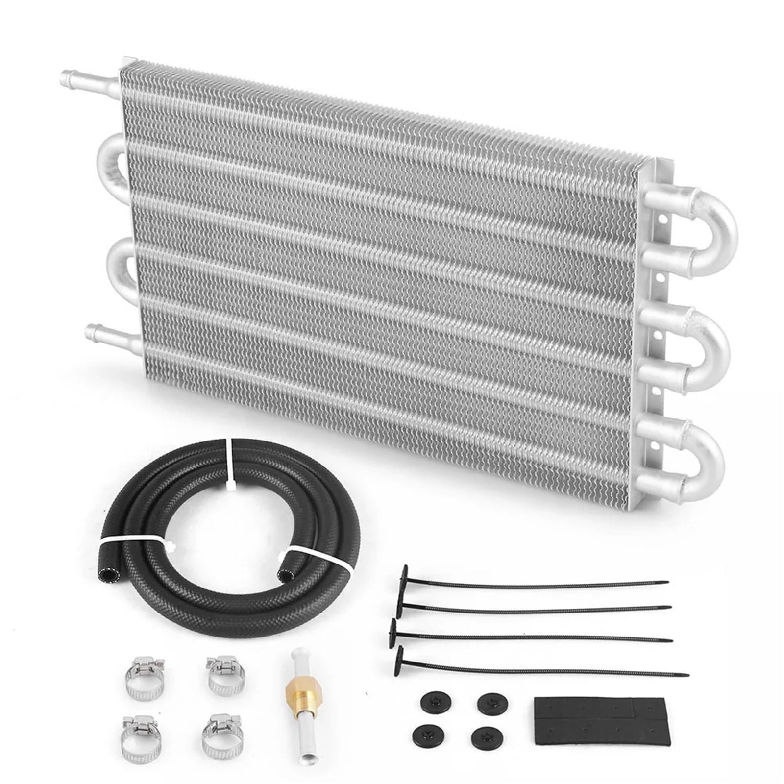 4 Row 6 Row 8 Row Universal Aluminum Remote Transmission Oil Cooler Auto-Manual Radiator Converter Kit Transmission Oil Cooler(6 Row Silver)