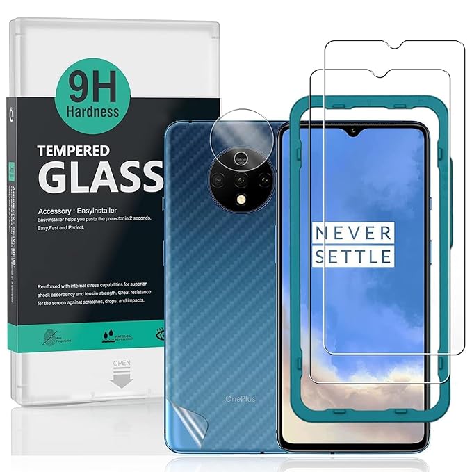 Ibywind 2 Pack Screen Protector For OnePlus 7T,9H Hardness Tempered Glass[Military-Grade Protection],With 1Pc Camera Lens Protector [Anti-Scratch][Anti-Shatter]