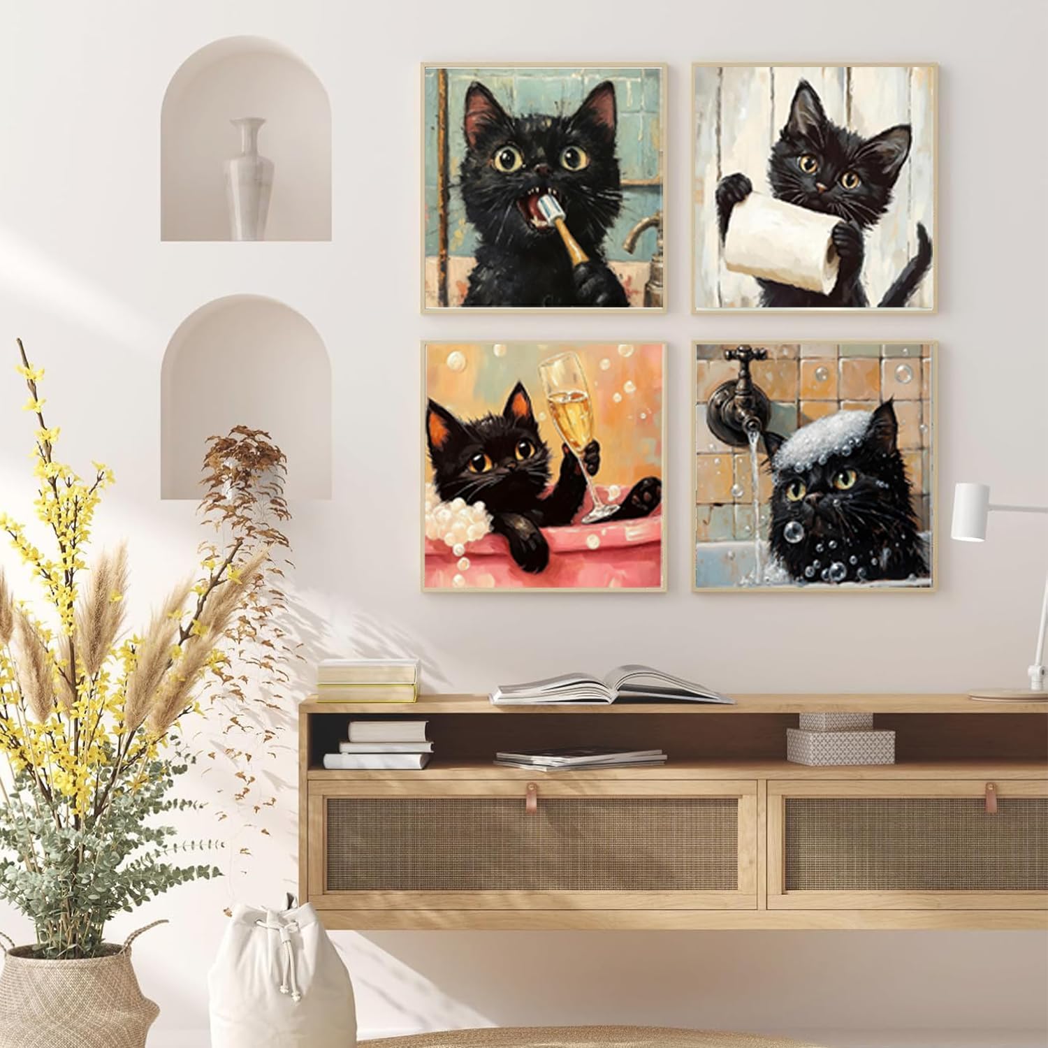 AIBOERL 4 Pack Diamond Art Kits for Adults，Black Cat Diamond Painting image 4