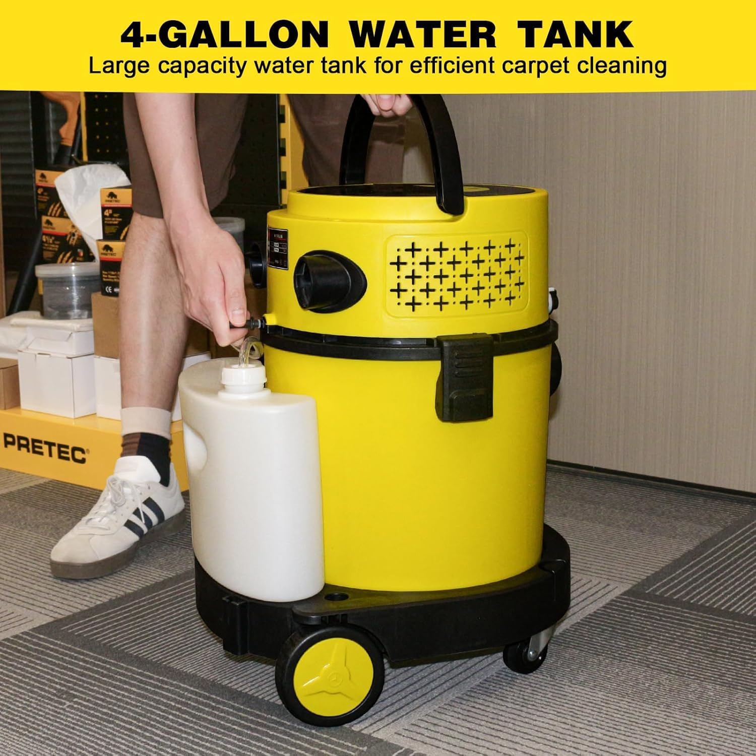 Wet Dry Vacuum Cleaner, 4-in-1 5.5 Peak HP Upholstery Shampoo Vacuum Cleaner w/Soap Tank, Filters, Hose and Attachments, 17 KPA Max Suction Carpet Cleaner Machine for Home, Floor, Car, 6 Gallon