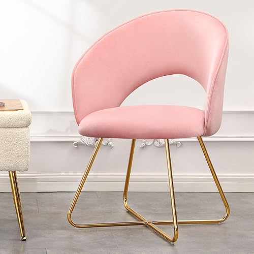 Miniatura 7 de Furnimart Moderna y elegante silla Papasan tapizada de terciopelo, silla curvada de tocador con respaldo medio, sillas de descanso con patas