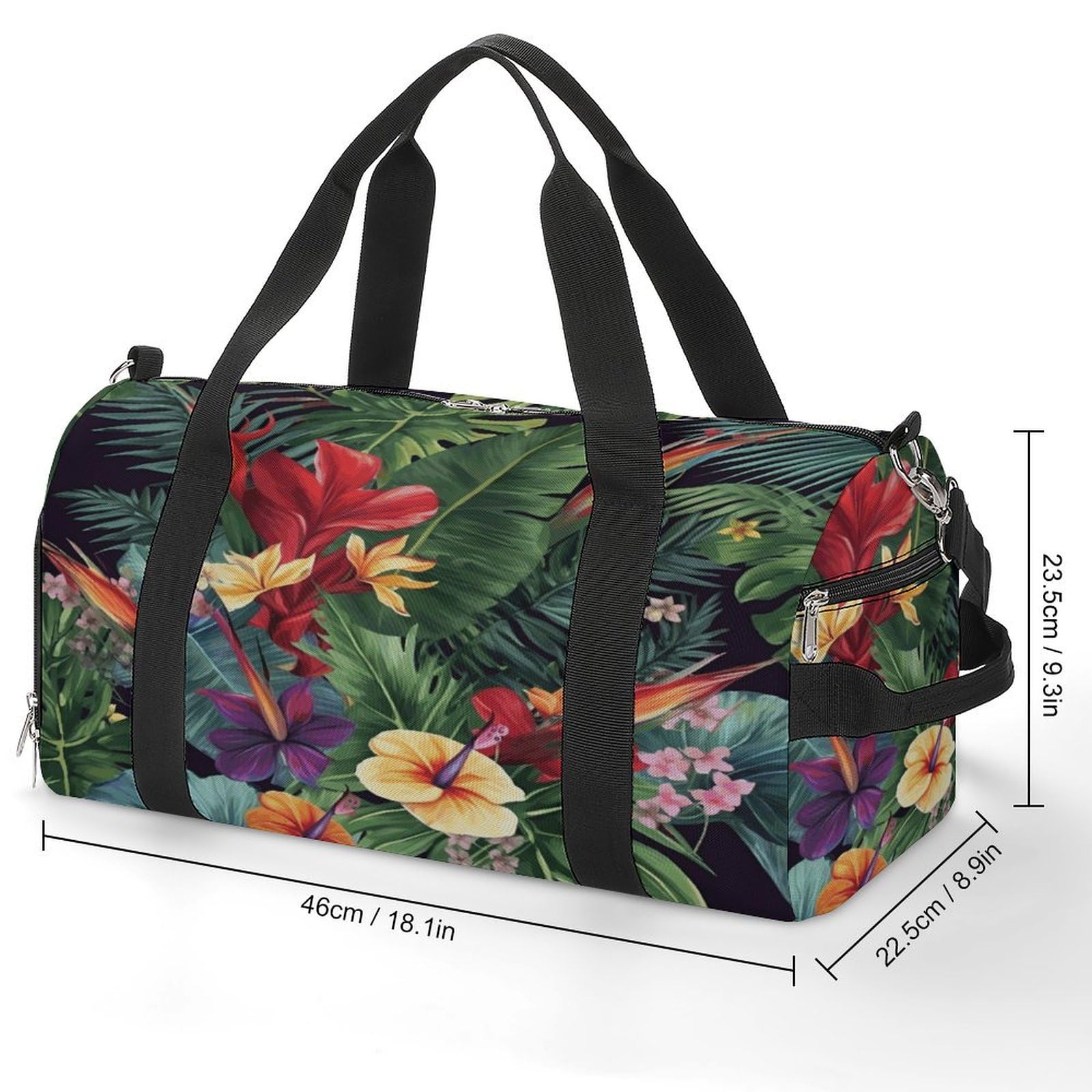 Turnbeutel für Damen und Herren, Motiv: tropische Pflanzen und Blumen, wiederverwendbar, Turnbeutel mit Schuhfach, Stil, Einheitsgröße, modern, Stil:, Einheitsgröße, Modern