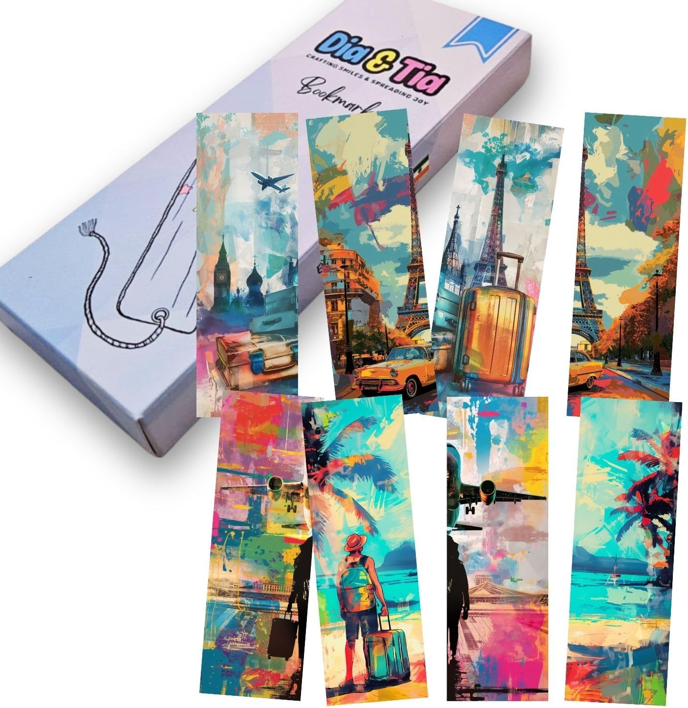 Dia & Tia - Elegant & Durable Themed Long Bookmarks Set � Nature, Fantasy, Inspirational Quotes, and More | Perfect for Book Lovers, Students, and Gift Ideas (Motivational B, 16)
