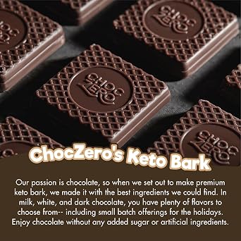 ChocZero Dark Chocolate Almond Bark with Sea Salt, Sugar Free, Vegan, Low Carb, High Fiber, Keto Friendly, No Sugar Alcohols (4 Count, 3.2oz Boxes)
