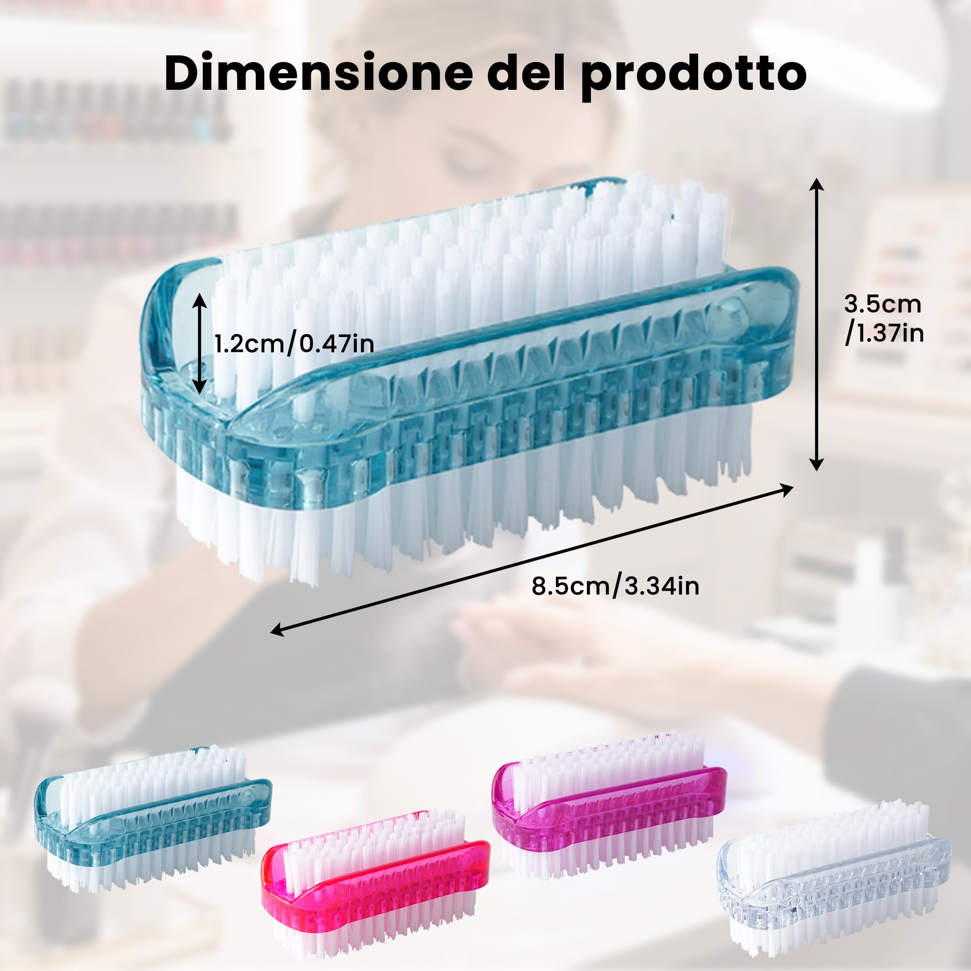 4 Pezzi Spazzolino Unghie Doppio Lato, Spazzola Unghie Mani, Spazzolina per Unghie Colorata Portatile