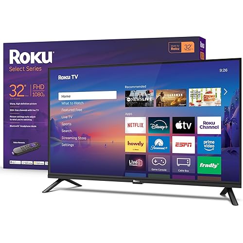 Roku Smart TV 2026 – 32-Inch Select Series, 1080p Full HD TV – Roku TV with Voice Remote – Flat Screen LED Television with Wi-Fi for Streaming Live Local News Sports & Movies, Bluetooth Headphone Mode