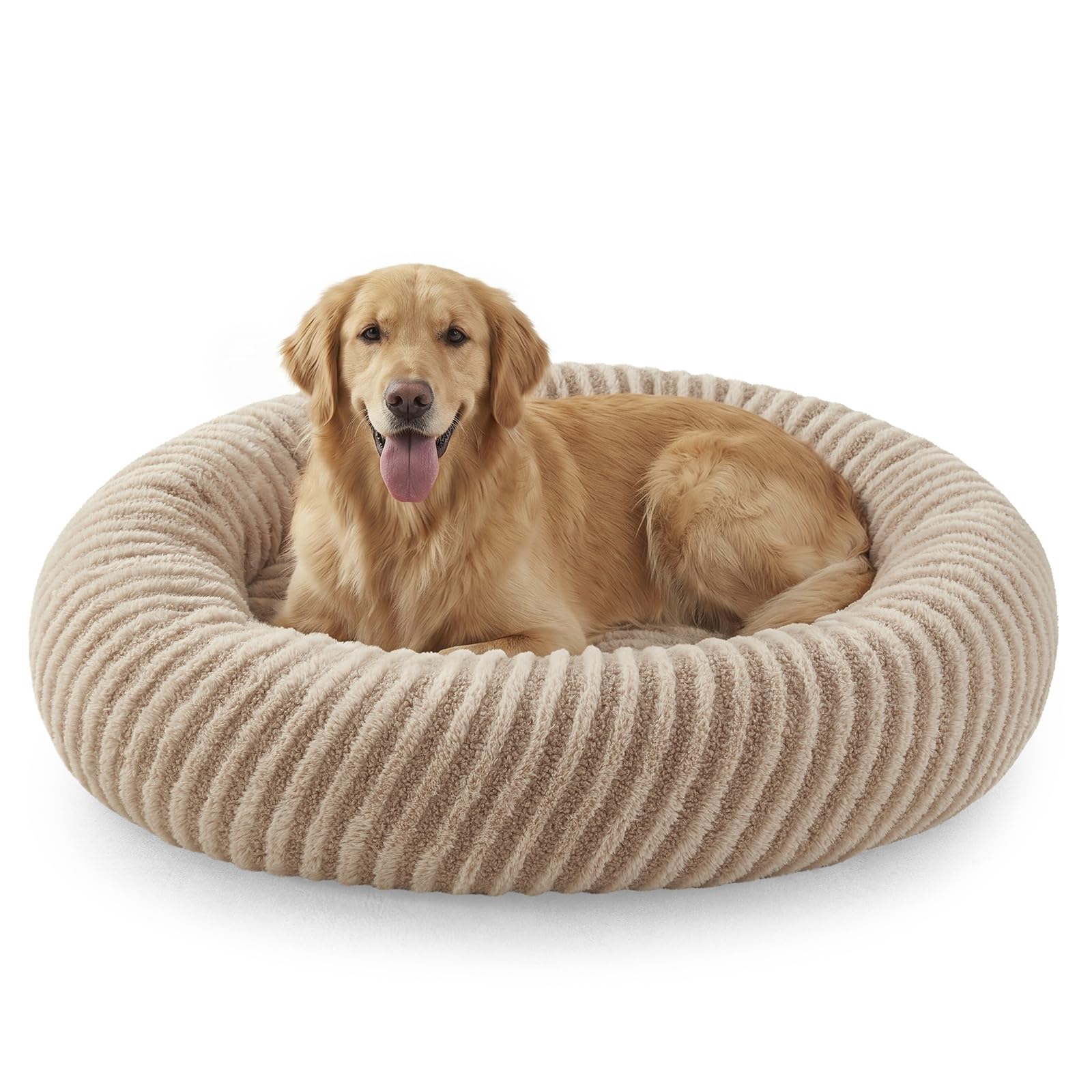 Pawk Hundebett Mittelgroße Hunde Rund, Donut Hundebett Katzenbett Waschbar, Kuscheliges Hundekorb Weich rutschfest, Kaninchenimitat-Plüsch & Teddy-Fleece Hundekorb