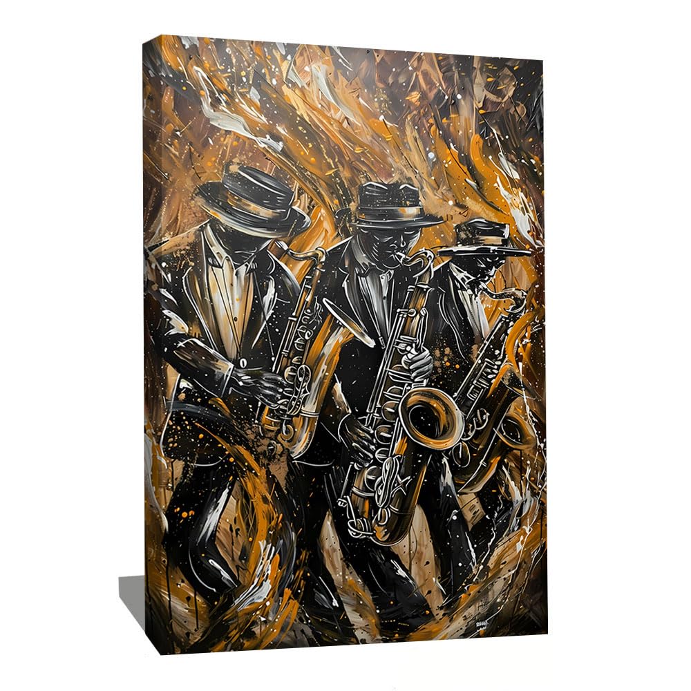 Alessio Cacciatore Decorazione da parete Jazz - Deco da parete Jazz - Stampa su tela Musica - Deco Studio musicale - Quadro astratto contemporaneo - Idea regalo sulla musica (40 x 30 cm)