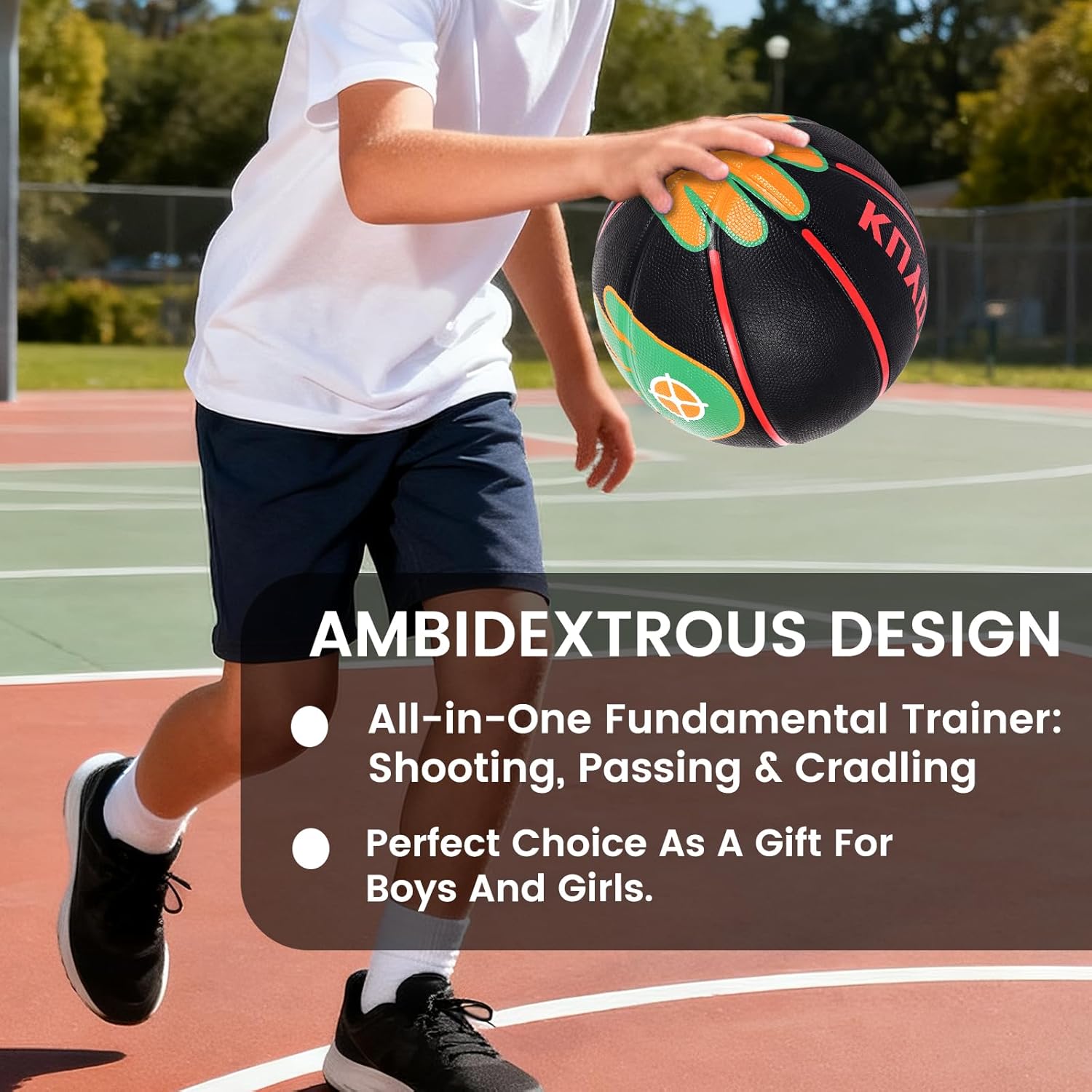 KUYOTQ Size 5/6 Basketball 27.5"/28.5" for Kids Youth Womens with Visual Hand Print Guide, for Shooting Practice, Correct Shooting Form and Improve Accuracy, Essential Basketball Training