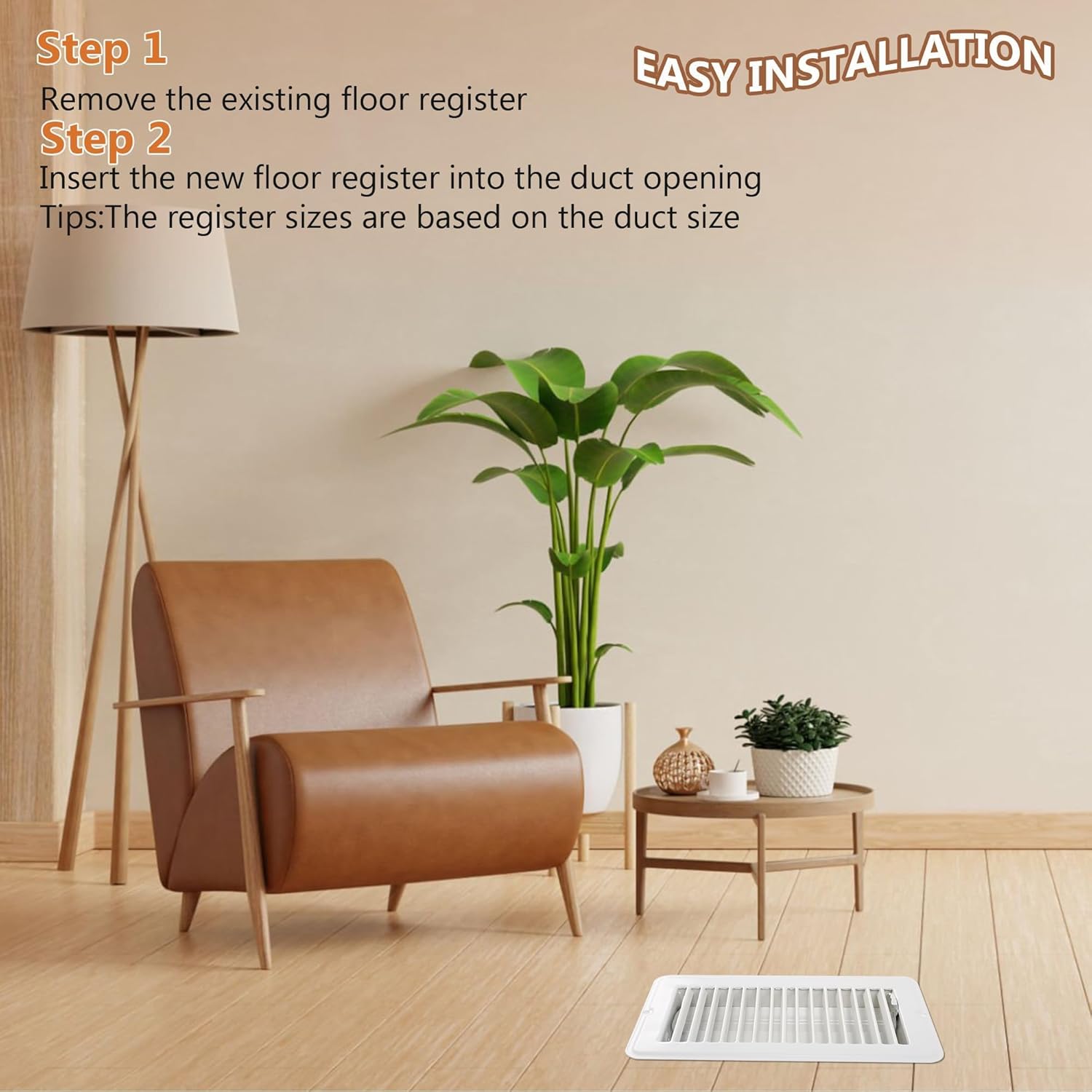 4 Pcs 4" x 8" Floor Register Vents RV Vent Cover Heavy Duty Metal Register Vent for Mobile Home Floor Heater (White)