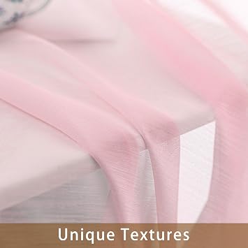 Pink Sheer Curtains and Ivory Sheer Curtains Bundle