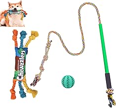 Flirt Pole Dogs,Interactive Dog Toys Dog Toy Stick,Dog Chew Toy Rope for Chewing &Training Small Medium Large Dogs Pulling, Chasing, Chewing, Training, Exercising,ROPE-67in
