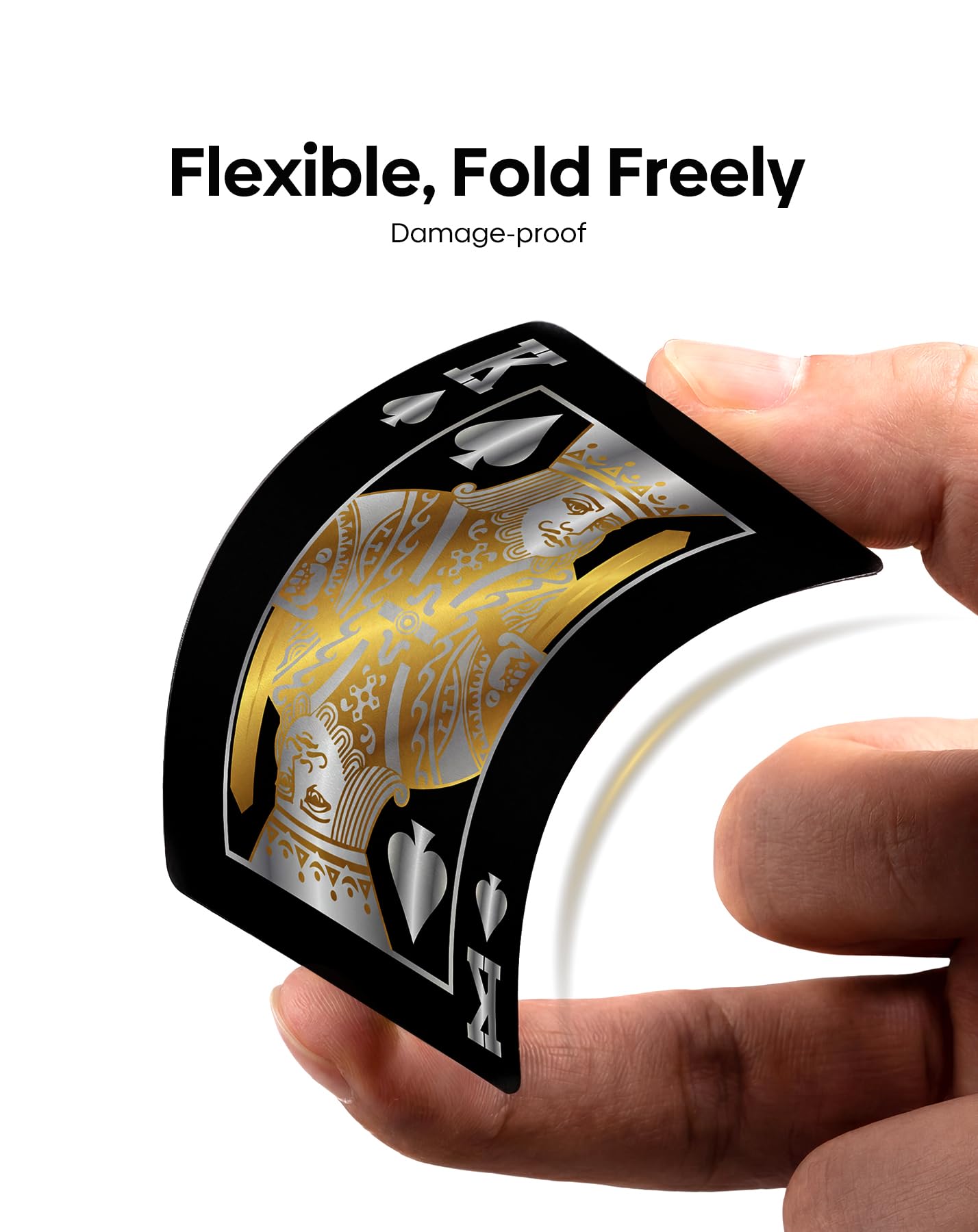Carte da gioco impermeabili in plastica PET, colore oro nero, carte da poker lavabili e durevoli, per Texas Hold'em, Blackjack, Game Night, campeggio, viaggi, feste e regali, dimensioni