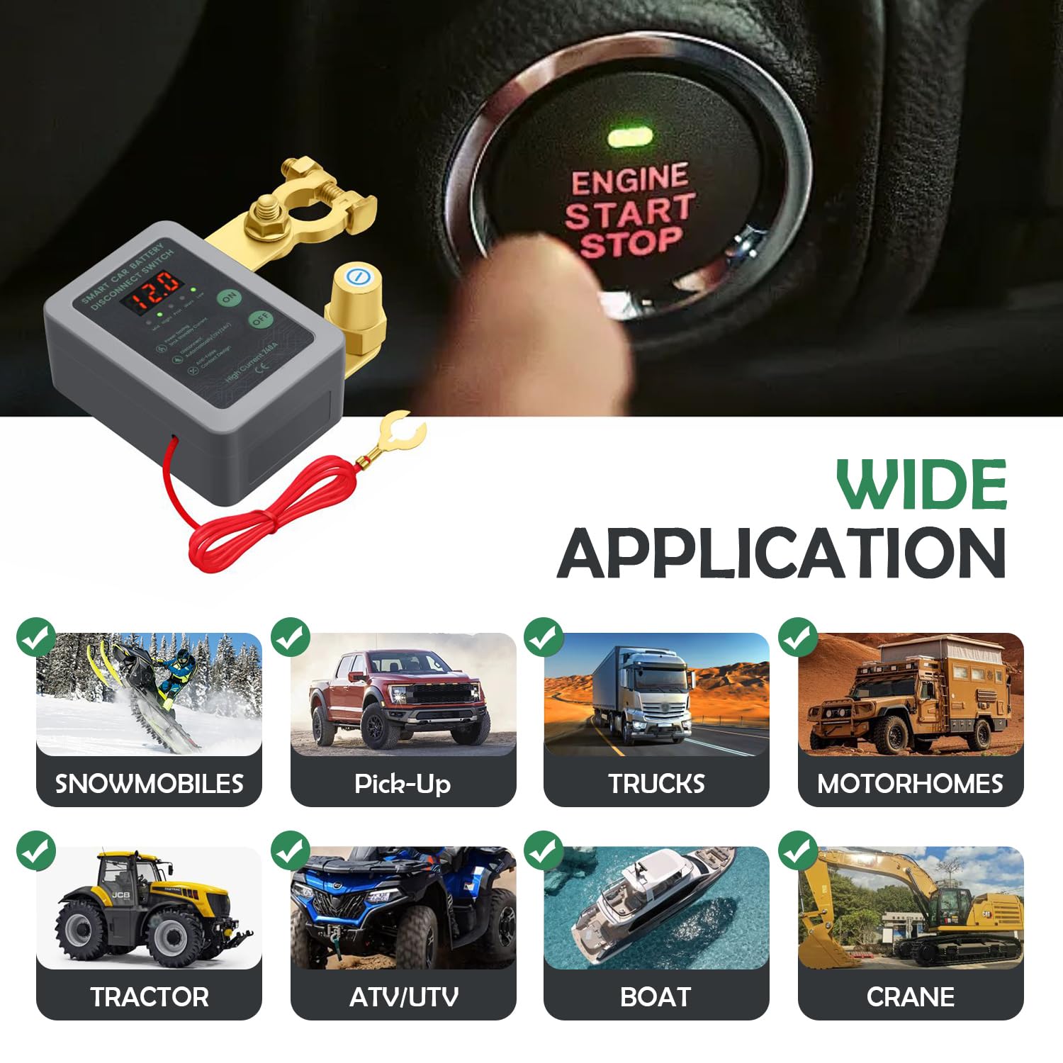 DZG Remote Battery Disconnect Switch DC 12V 240A Anti-Theft Car Kill Switch Automatic Power Shut Off with Remote Control Prevent Drain Battery for Car Truck RV ATV Vehicle Boat