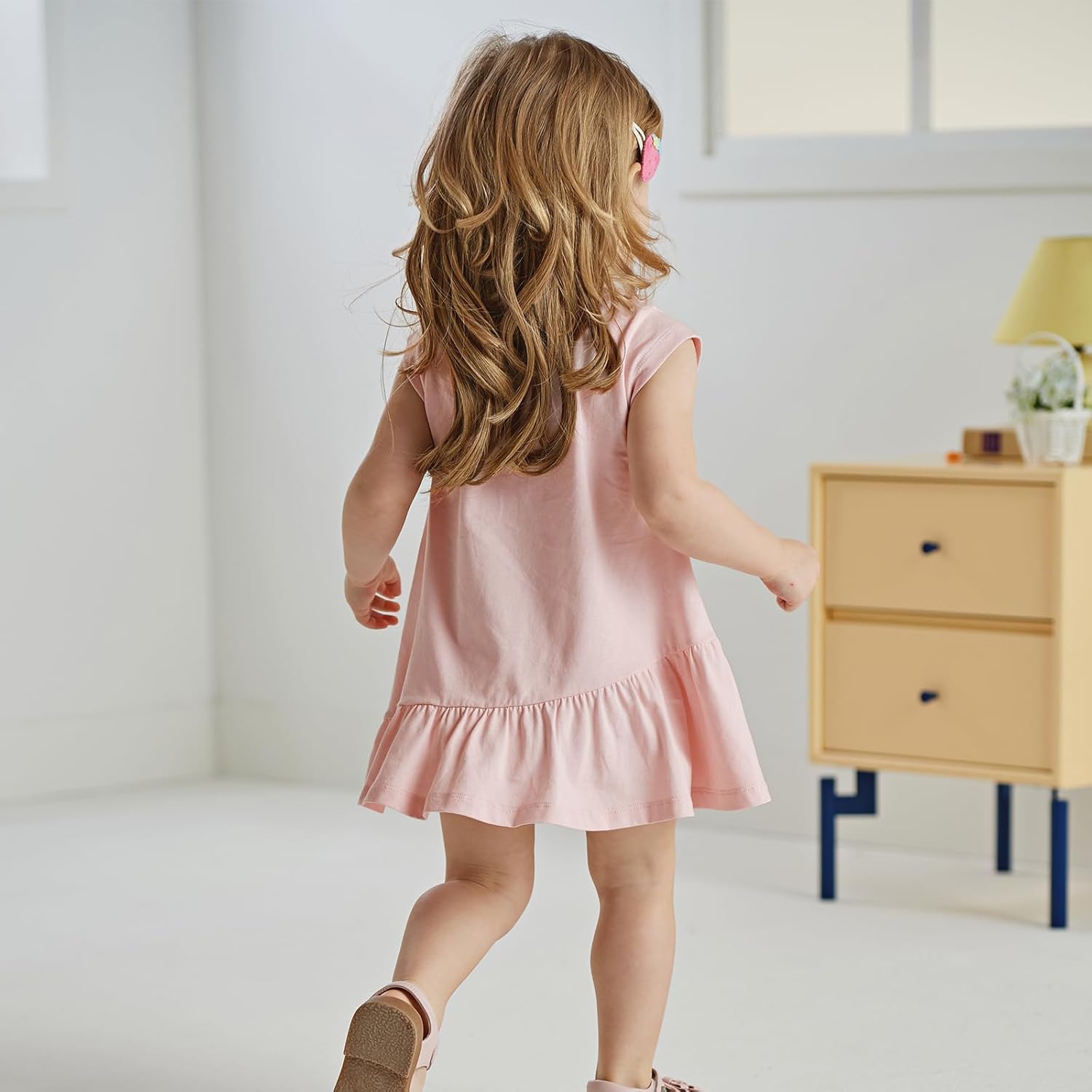 DAVE&BELLA Toddler Girl Summer Dress Baby Girls Solid Sleeveless Playwear Dresses Casual Kids Beach Sundress with Cute Bag - Image 3