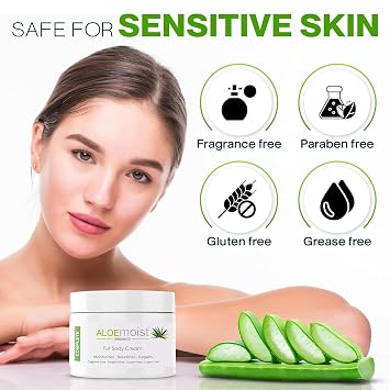Organic Aloe Vera Face Cream & Body Moisturizing Cream, Natural Aloe Vera Lotion with Vitamin E Oil, Vitamin C, Retinol Cream, Shea Butter Anti Aging Face Moisturizer for Women, Dry Skin (2 oz)