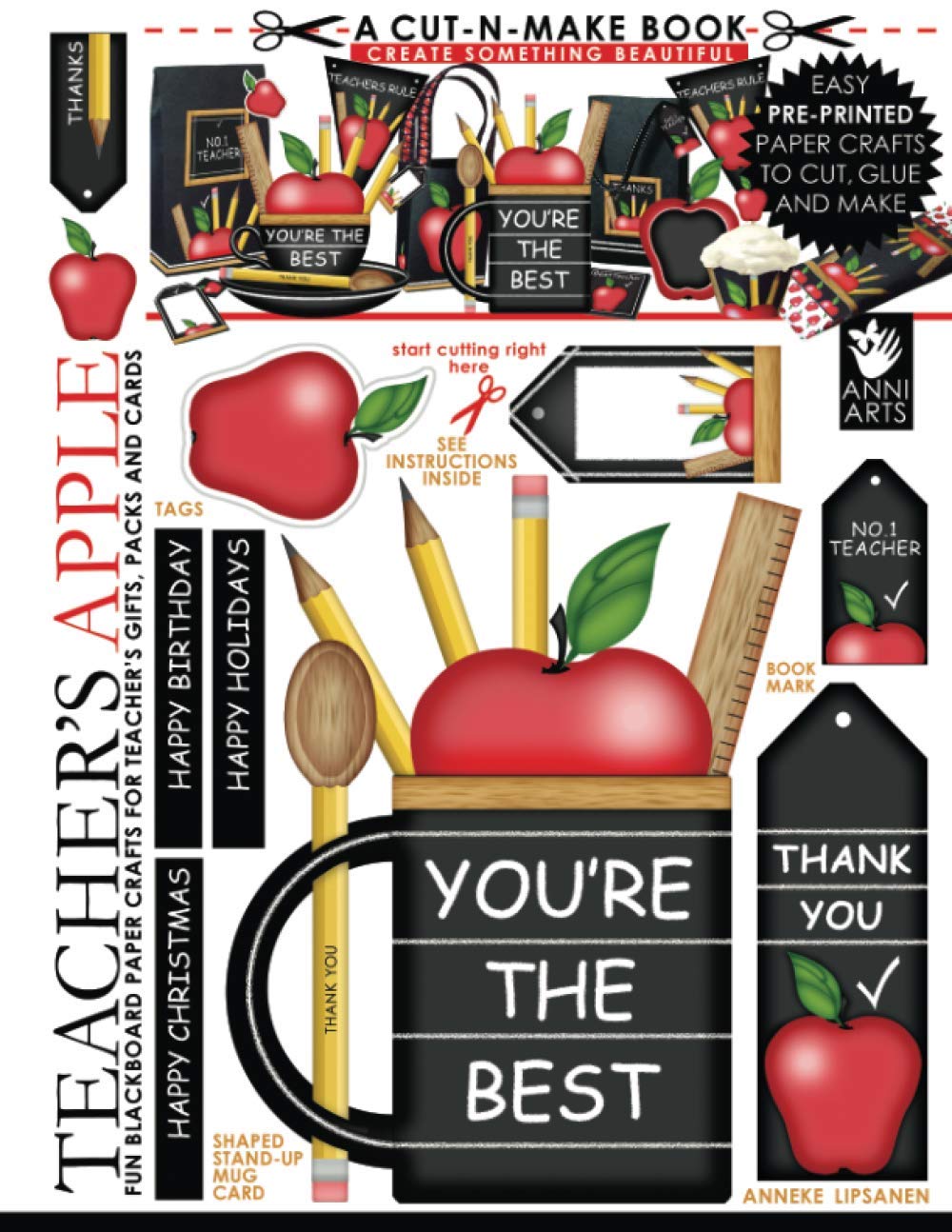 Teacher's Apple Cut-n-Make Book: Fun Blackboard Paper Crafts for Teacher’s Gifts, Packs and Cards: Volume 6