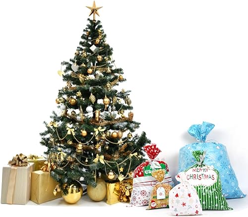 Miniatura 5 de CCINEE 40 bolsas de regalo de Navidad de varios tamaños, bolsas de regalo con lazo de cinta, bolsas de regalo de Navidad para suministros de fiesta