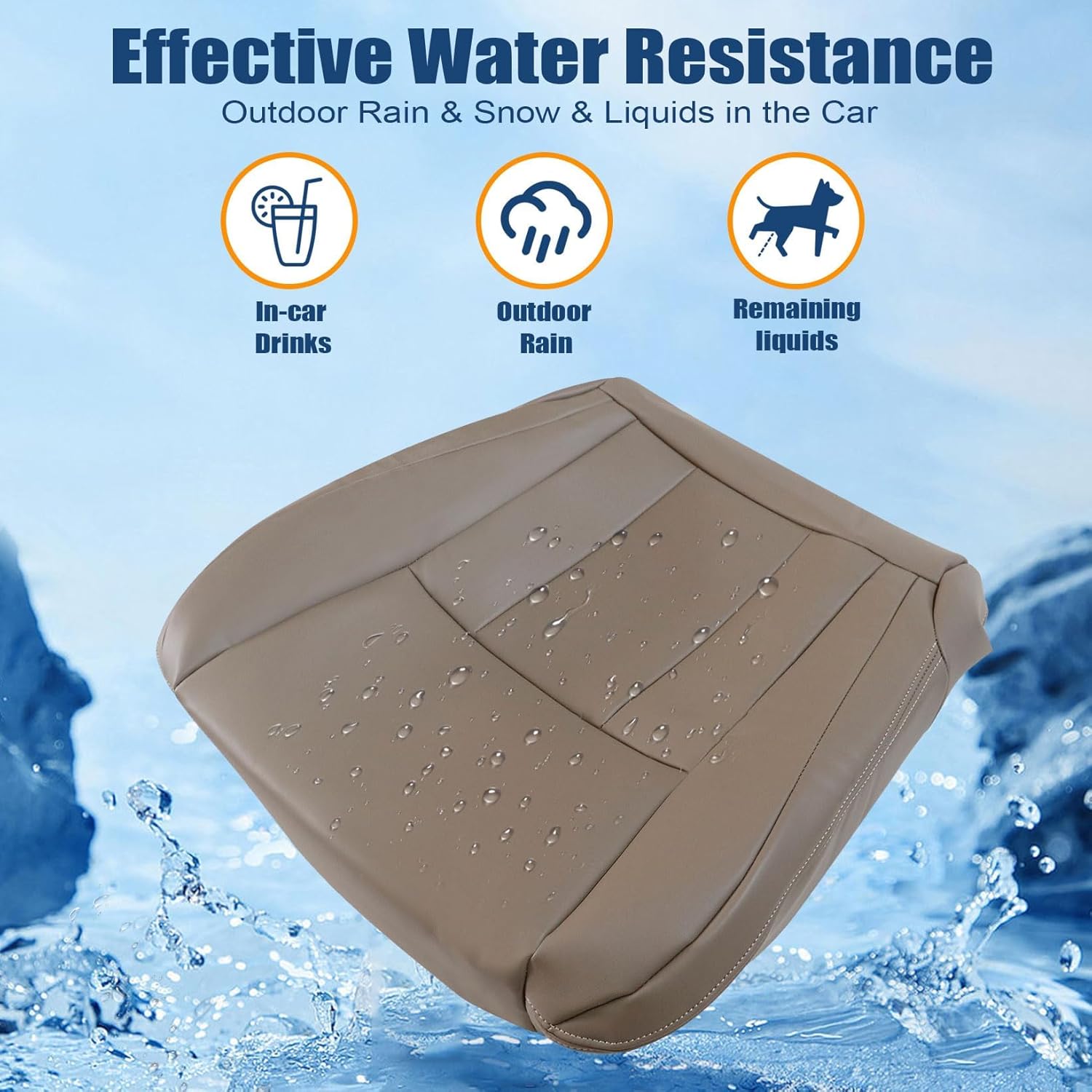 NLQR Front Both Sides Bottom & Top Lean Back Replacement Leather Seat Covers Oak Tan Compatible with Toyota 4Runner 1996 1997 1998 1999 2001 2002