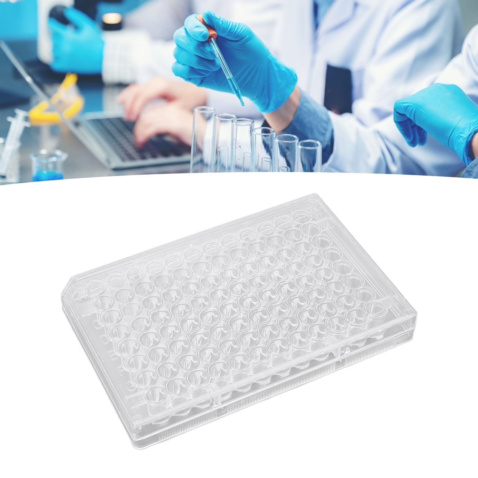 Pwshymi Cell Culture Plate, Transparent Polystyrene Cell Growth Culture Plate Airtight Condensation Ring 10 Pcs with Plastic Lid for Laboratory Experiments (Flat Bottom), Pwshymiby6a4ciks8-11