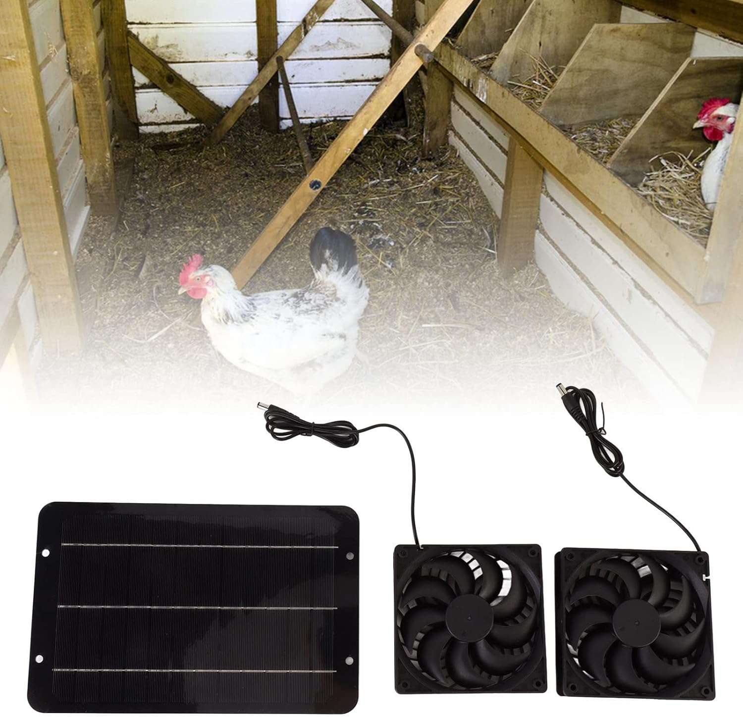 Solar Powered Fan Kit Water proof Portable 10W 12V for Chicken Coop Greenhouse Dog House Shed Exhaust Cooling Ventilation
