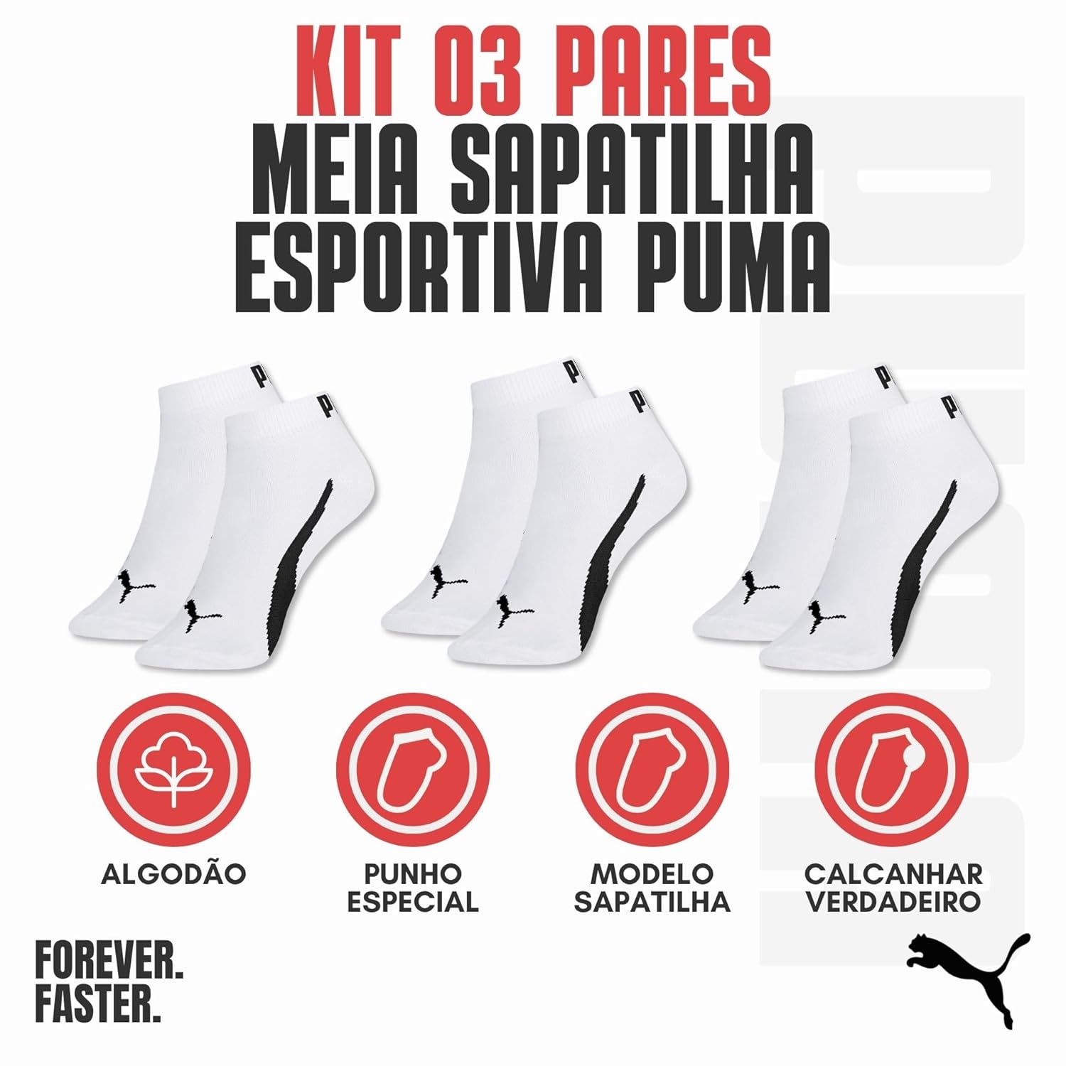 Kit 3 Pares de Meia Puma Sapatilha Cano Curto Everyday Esporte Masculina Adulto em promoção! Veja a oferta e mais achadinhos de Moda íntima 8 Hoje é o melhor dia para comprar Kit 3 Pares de Meia Puma Sapatilha Cano Curto Everyday Esporte Masculina Adulto com aquele preço maroto! Promoção! Aproveite a oferta! 8