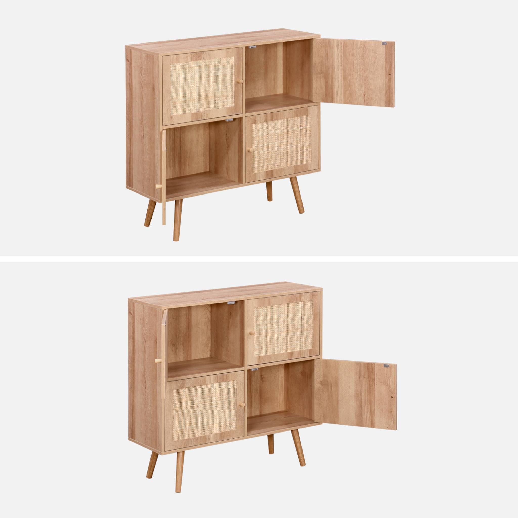 sweeek - Commode Enfant décor Bois 4 Portes en cannage