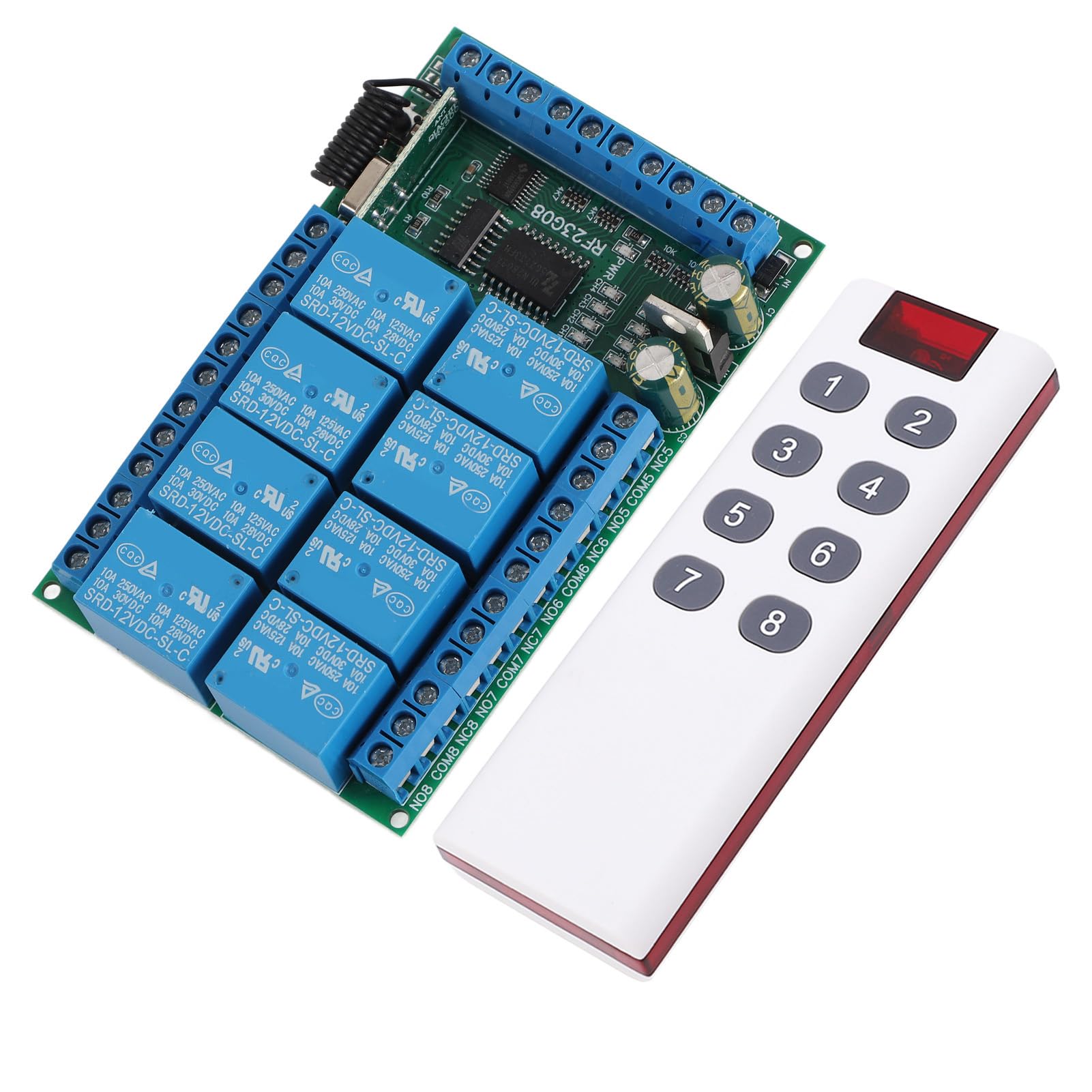 Télécommande à 8 Canaux, 8 Canaux 433,92 MHz, Encodage Fixe Multifonctionnel, Module de Télécommande de 100 Mètres, Commutateurs de Sortie (12V)