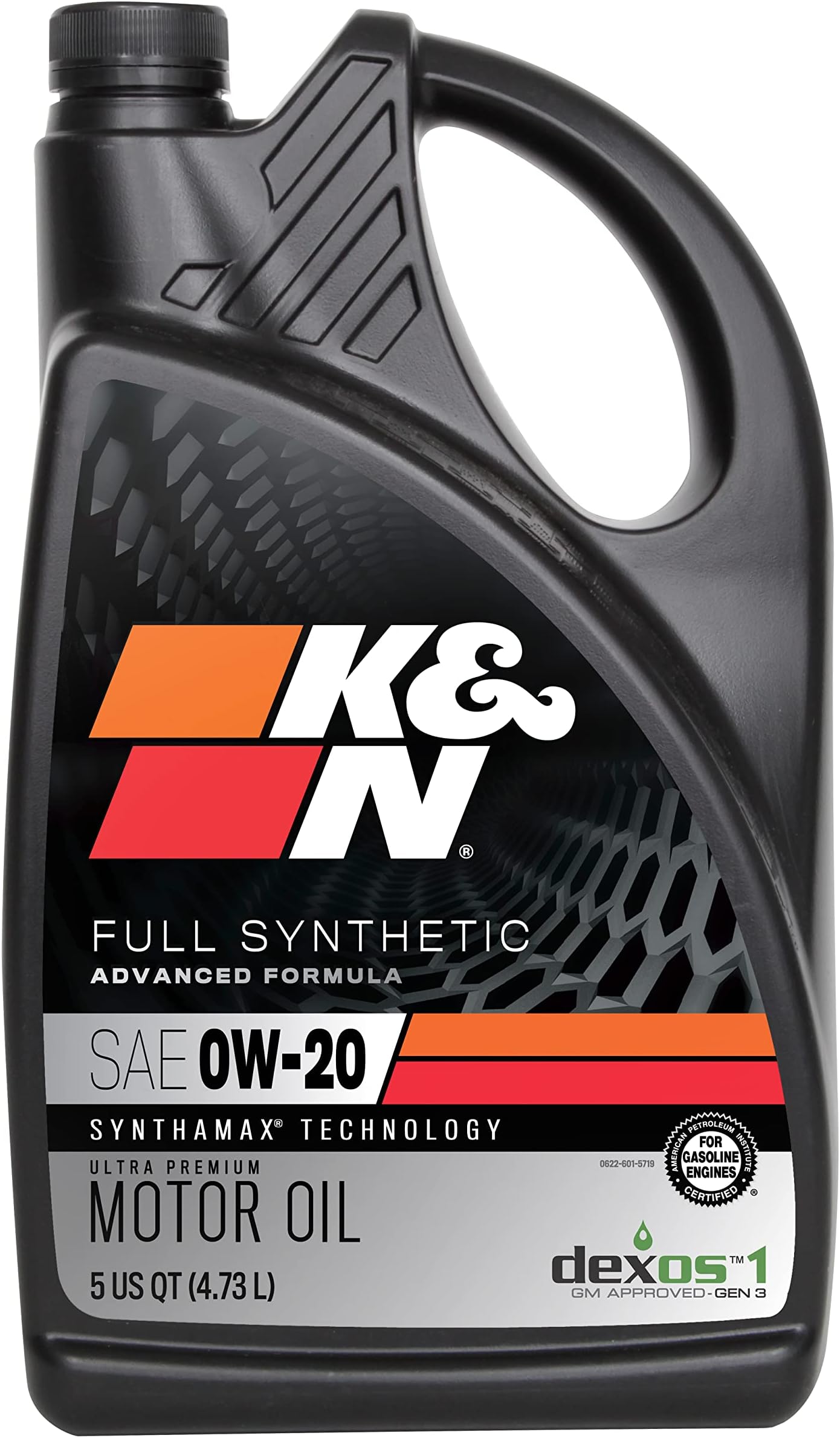 K&N Motor Oil: 5W-20 Synthetic Engine Oil, 5 qt, 104101