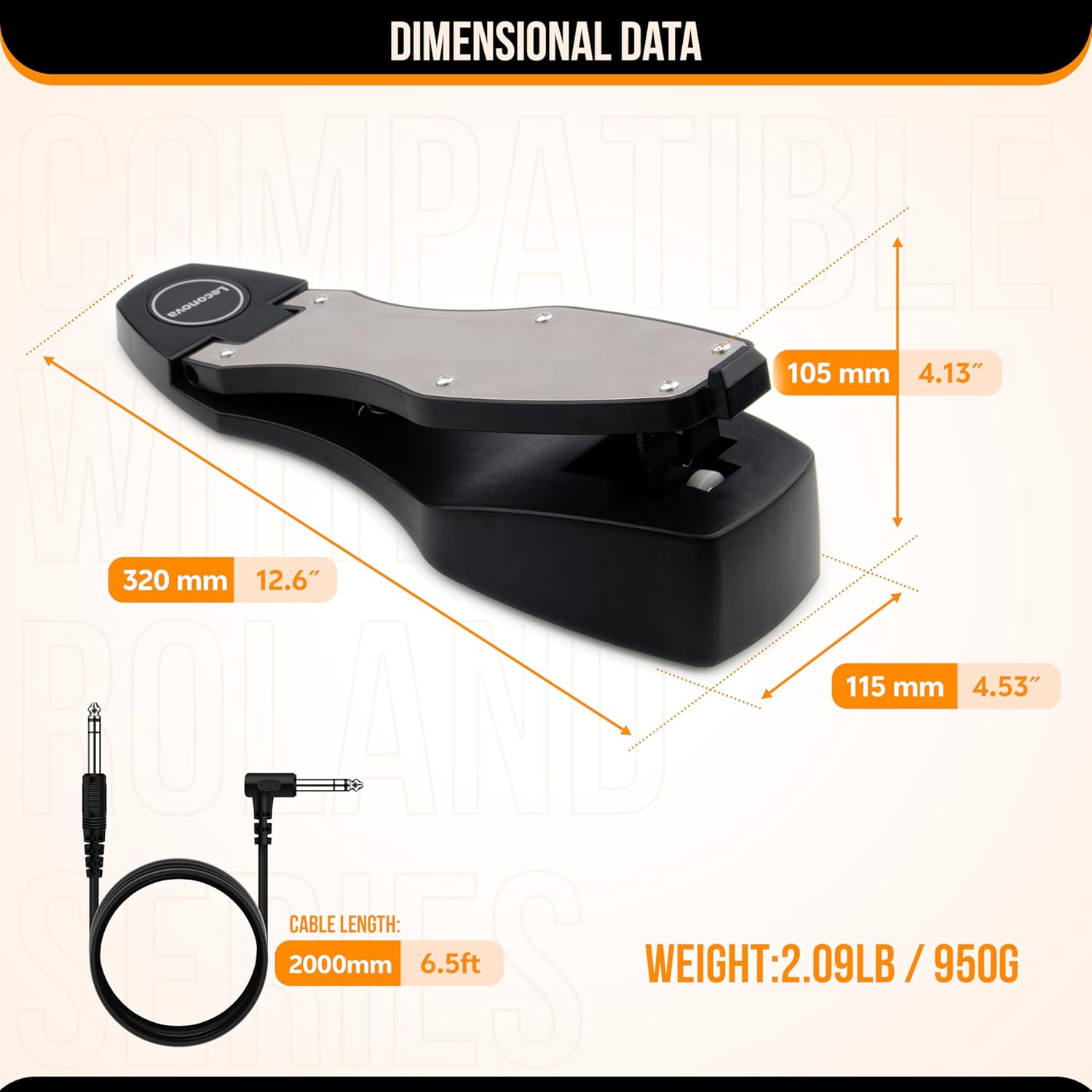 Premium Heavy-Duty Foot Hi-hat Pedal Compatible with Roland FD-8 | Durable Replacement Trigger Pedal for Roland TD-1,TD-2,TD-4,TD-6,TD-07,TD-9,TD-11,TD-15 Electronic Drum Kits