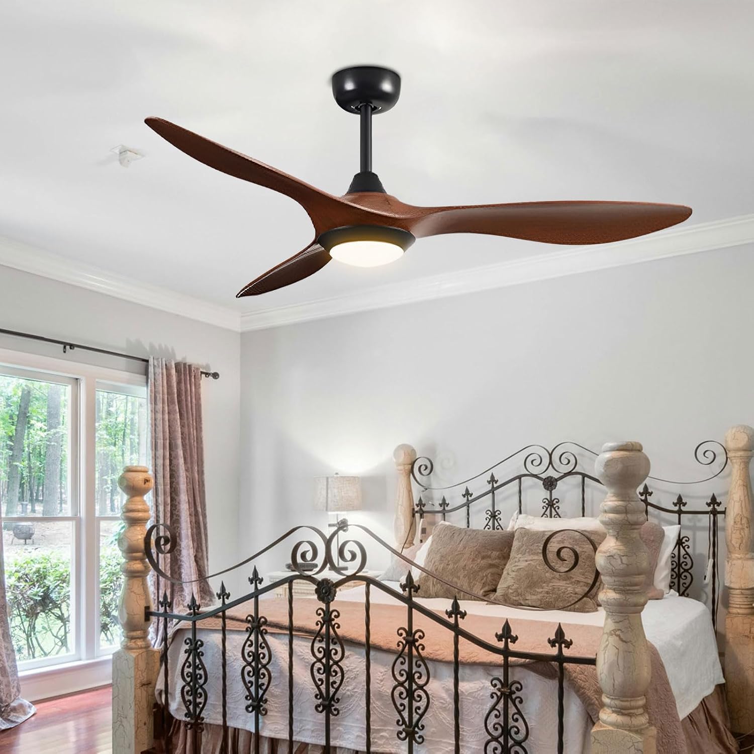 Modern 52in Ceiling Fan with Light Remote 6 Speeds Ceiling Fans Indoor Quiet Ceiling Fans with Lights for Bedroom Lounge Room Living Room Ceiling Fan Light 3 ABS Blades, Reversible DC Motor