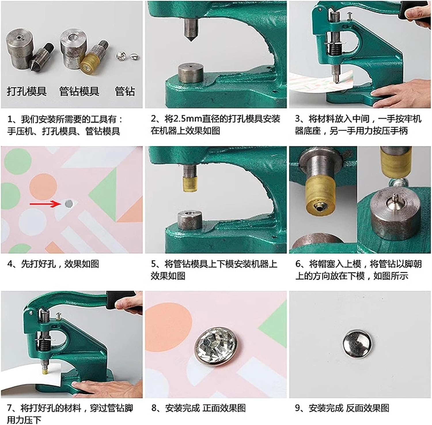 Diamond Shape Rivets 1000 Pcs 6/8MM High Quality Rhinestones Crystal Rivets Drill Studs for Leathercraft DIY for Leather Clothes Decoration(Crystal AB,6MM)