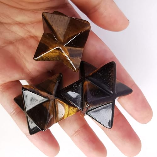 Miniatura 5 de Ojo de tigre natural Merkaba Protección de cristal Sagrado Meditación Generador de energía Curación Chakra Estrella de seis puntas 1 pulgada