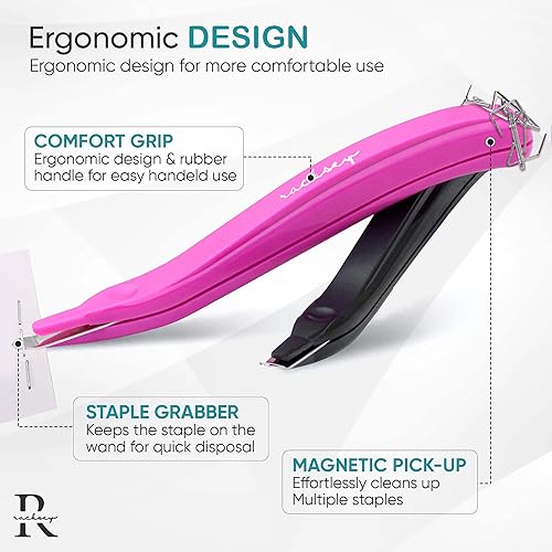 Miniatura 4 de Removedor de grapas magnético profesional, 6 unidades, extractor de grapas multicolor de fácil agarre para oficina, escuela y hogar