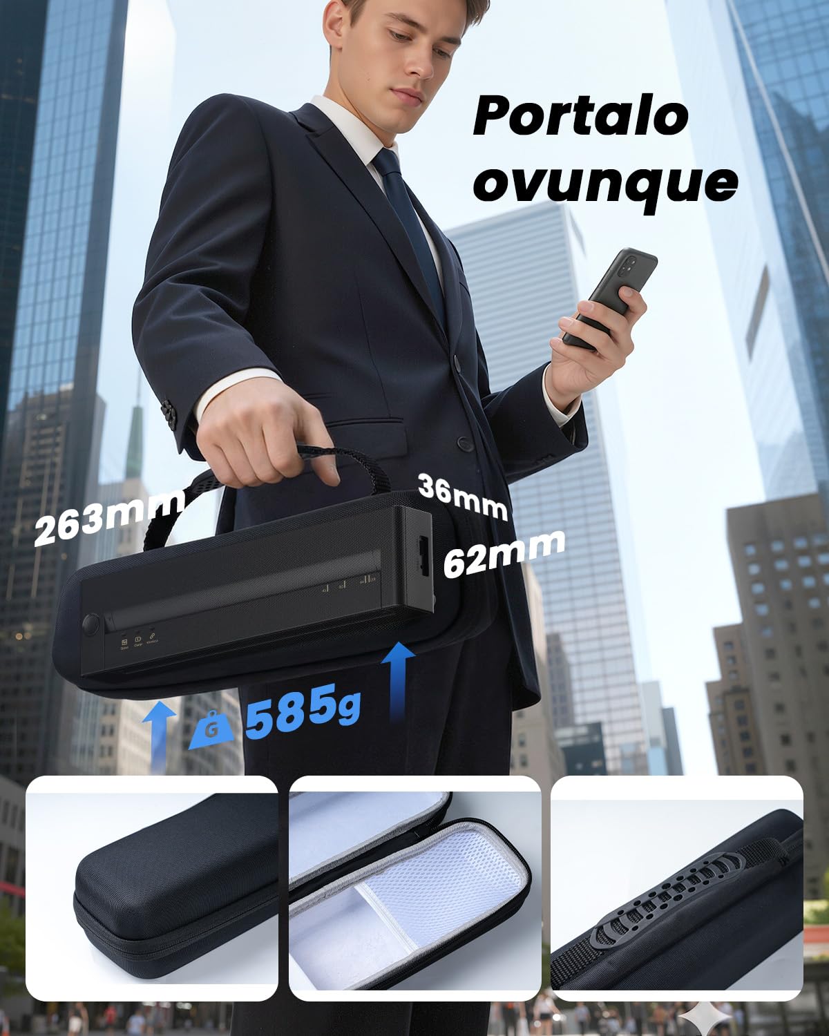 TATTMUSE Stampante Termica A4 Kit Supporta il formato A4/A5/B5, Bluetooth, Apprendimento, Stampante Portatile compatibile con Telefono, Stampante da viaggio,Monocromatica solo