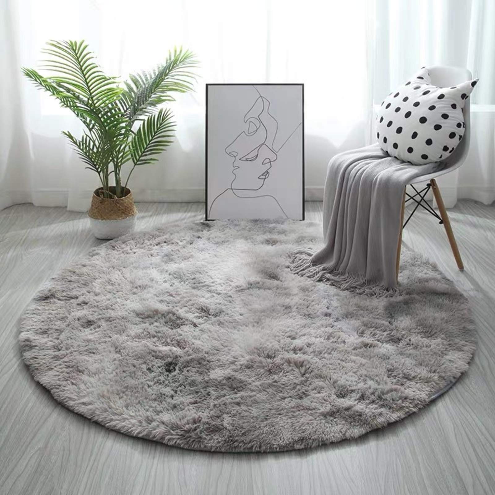 Tapis de chambre d'enfant shaggy rond diamètre 60 cm pour espace bébé
