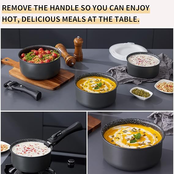 Fadware Saucepan Set with Detachable Handle, Non Stick Pot Set 16/18/20 cm