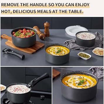Fadware Saucepan Set with Detachable Handle, Non Stick Pot Set 16/18/20 cm