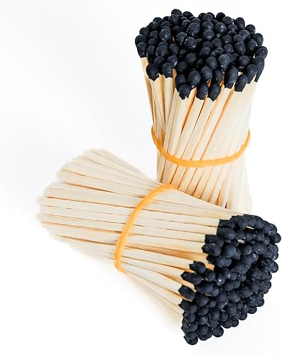 100 fósforos decorativos negros de 3 pulgadas, fósforos de seguridad de madera largos de alta calidad para velas, velas de iluminación, fósforos