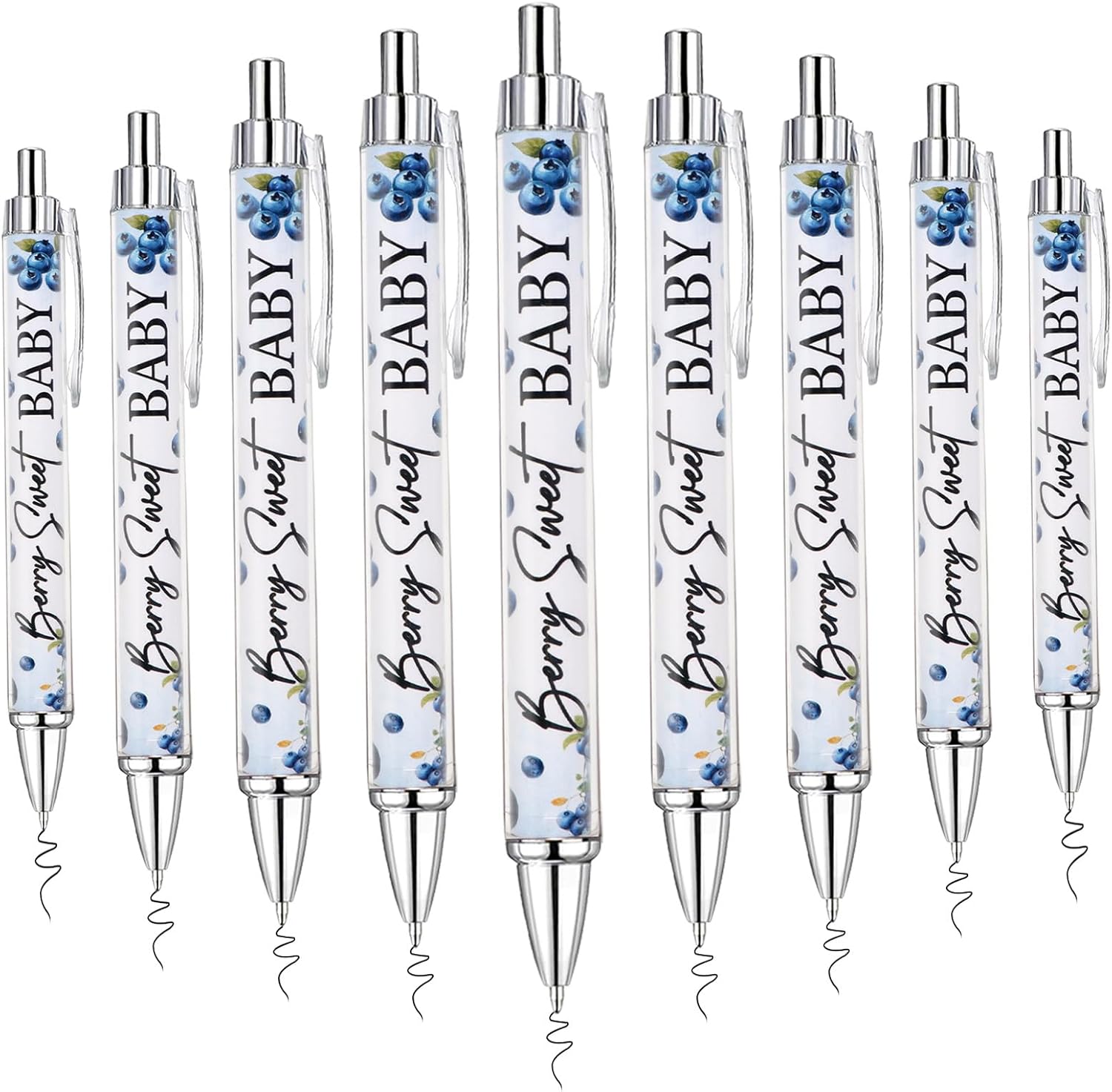 Blueberry Baby Shower Favors Berry Sweet Baby Ballpoint Pens Bulk 45pcs Sweet Berry Retractable Ballpoint Pens Blueberry Gender Reveal Return Gift for Office Home Decor Gift Souvenir