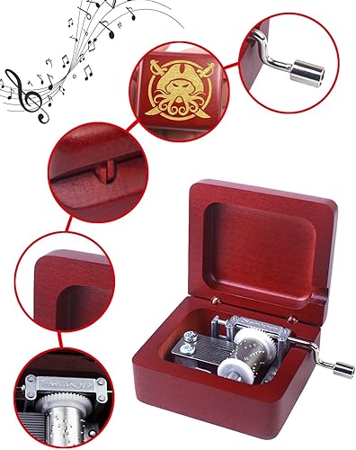 Vista 84 de ROSIKING Wooden Music Box Hand Crank Classic Musical Boxes Christmas Birthday Valentine's Day Gifts Plays Howl's Moving Castle-Merry Go Round of